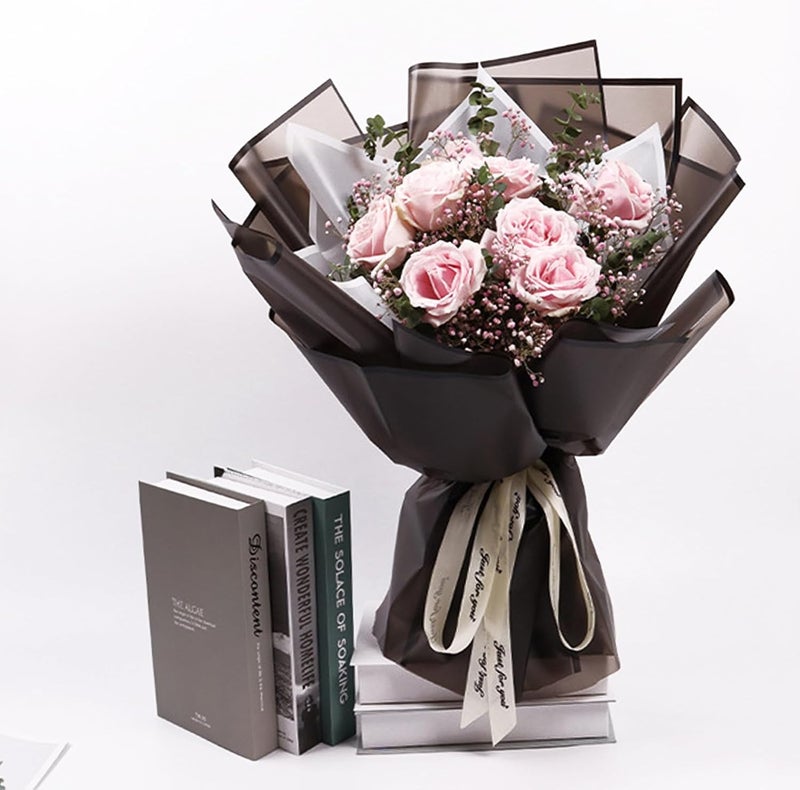FUHITIM 20 Sheets Flower Wrapping Paper - Waterproof Black Floral Wrapping Paper for DIY Crafts, Florist Supplies Packaging for Wedding Valentine's Day Birthday Gift - Image 5